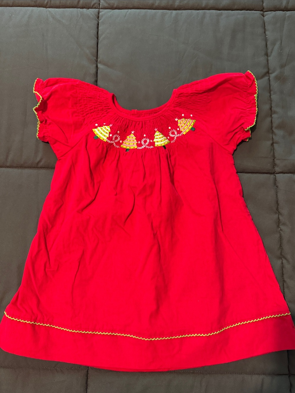 Red Girls' Embroidered Holiday Tunic
